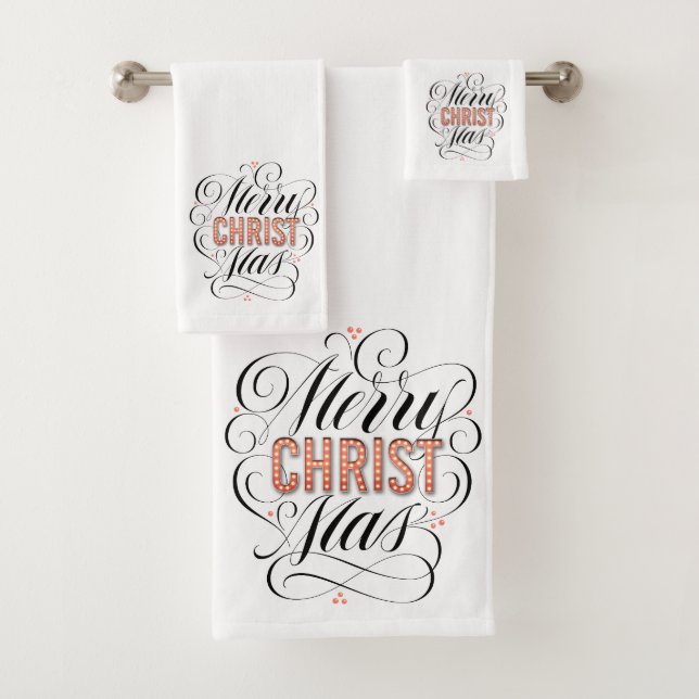 Merry CHRISTmas Christlich Jesus Christus Kalligra Badhandtuch Set (Insitu)