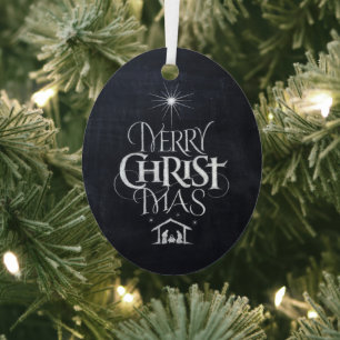 Merry CHRISTmas Christliche Chalkboard-Kalligraphi Ornament Aus Metall