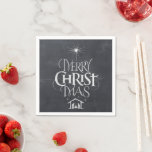 Merry CHRISTmas Christliche Chalkboard-Kalligraphi Serviette<br><div class="desc">Merry CHRISTmas Religious Chalkboard Kalligraphie Wir sagen "Frohe Weihnachten" die ganze Zeit, aber oft vergessen, den Ursprung der Worte. Diese Kunst zeigt originelle Handschriften, die in ihrem einzigartigen Design die Geschichte von Weihnachten erzählt, einfach und elegant im modischen Chalkboard-Look. Zeigen Sie Ihren CHRISTmas-Geist bei Familie und Freunden, wenn sie zu...</div>
