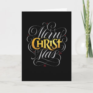 Merry CHRISTmas Christliches Gold Script Christus  Karte