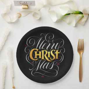 Merry CHRISTmas Christliches Gold Script Christus Pappteller