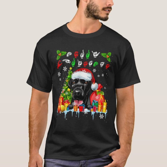 Merry Christmas Christmas ASL Santa Labrador Retri T-Shirt (Vorderseite)