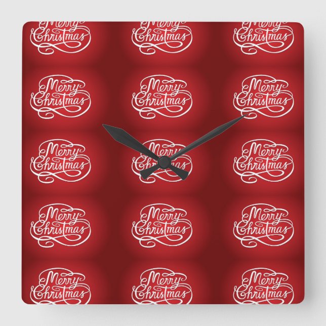 MERRY CHRISTMAS CHRISTMAS CLOCK QUADRATISCHE WANDUHR (Vorderseite)