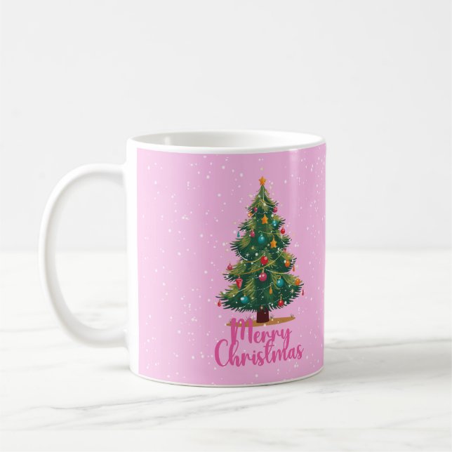 Merry Christmas, Christmas Tree, Pink, Holiday  Kaffeetasse (Links)