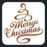 Merry Christmas, Christmas Tree - Quadratischer Aufkleber<br><div class="desc">Abstract drawing of der Christmas tree with the wishes of der Merry Christmas</div>
