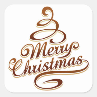 Merry Christmas, Christmas Tree - Quadratischer Aufkleber