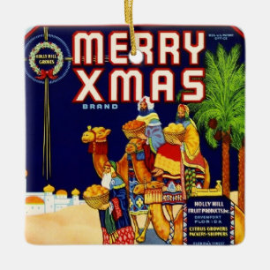 Merry Christmas Citrus Label Keramikornament