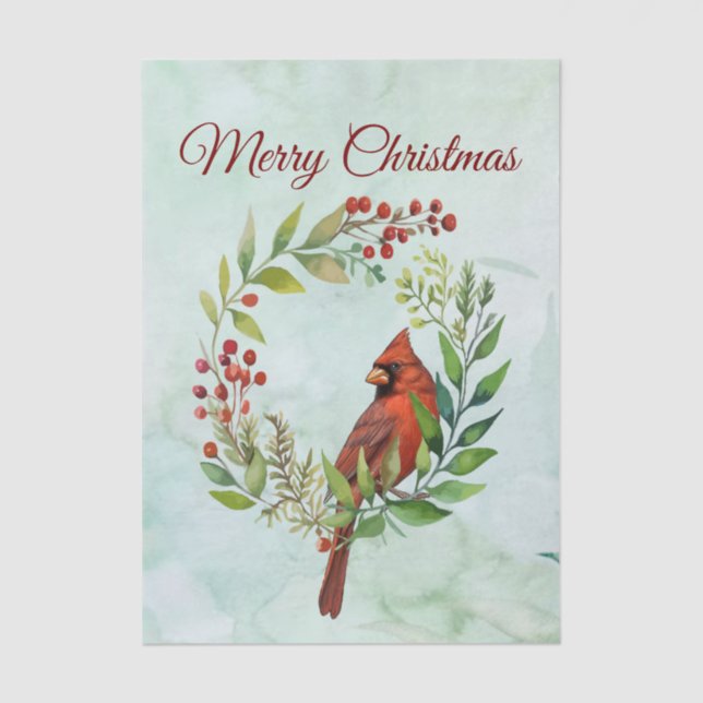 Merry Christmas Classic Cardinal  Seidenpapier (Vorderseite)