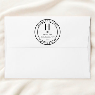Merry Christmas Classic Monogram Address Gummistempel
