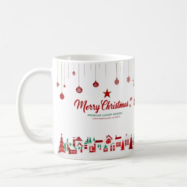 Merry Christmas Classic Mug – Red & Green Village  Kaffeetasse (Links)