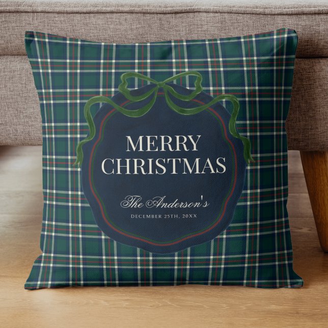 Merry Christmas Classic Preppy Tartan Plaid Kissen (Von Creator hochgeladen)