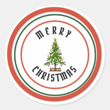 MERRY CHRISTMAS CLASSIC ROUND Sticker