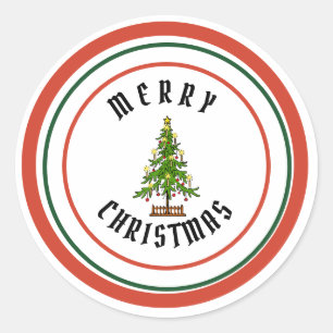 MERRY CHRISTMAS CLASSIC ROUND Sticker