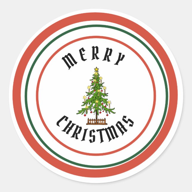 MERRY CHRISTMAS CLASSIC ROUND Sticker (Vorderseite)
