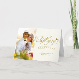 Merry Christmas Classic Script Calligraphy Foto Feiertagskarte