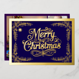 Merry Christmas Classic Script Lila Folien Feiertagskarte