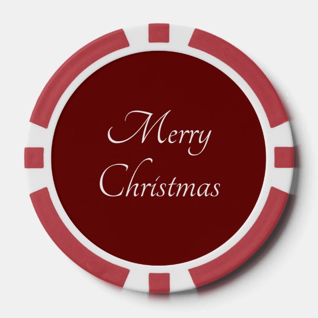 Merry Christmas Classic Script Simple Red Pokerchips (Vorderseite)