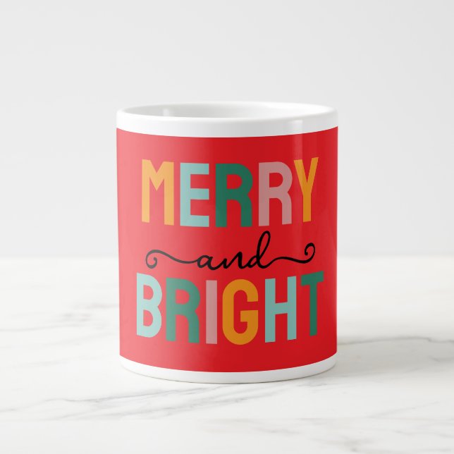 Merry Christmas Classical Unique Minimalist Plain Jumbo-Tasse (Vorderseite)