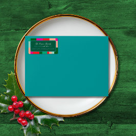 Merry Christmas Color Block Green Mailing Address Adressaufkleber