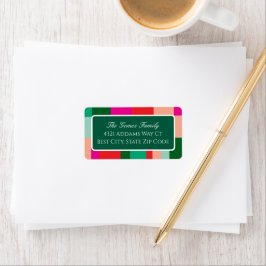Merry Christmas Color Block Green Mailing Address Adressaufkleber