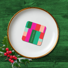 Merry Christmas Color Block  Rechteckiger Pappuntersetzer