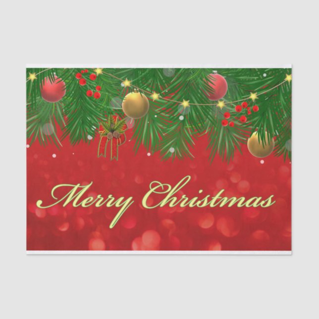 Merry Christmas Colorful Red and Gold Ornaments  Seidenpapier (Vorderseite)