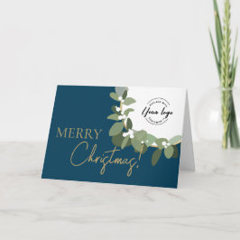 Merry Christmas Company Logo Gold Green Blue Feiertagskarte