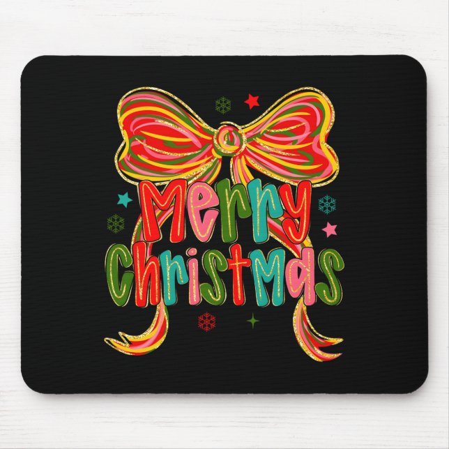 Merry Christmas Coquette Bow Christmas Women Girls Mousepad (Vorne)