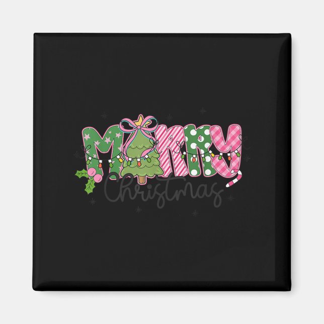 Merry Christmas Coquette Bow Family Xmas Men Women Magnet (Vorne)