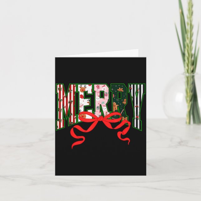 Merry Christmas Coquette Bow Xmas Family Pajamas H Karte (Vorderseite)