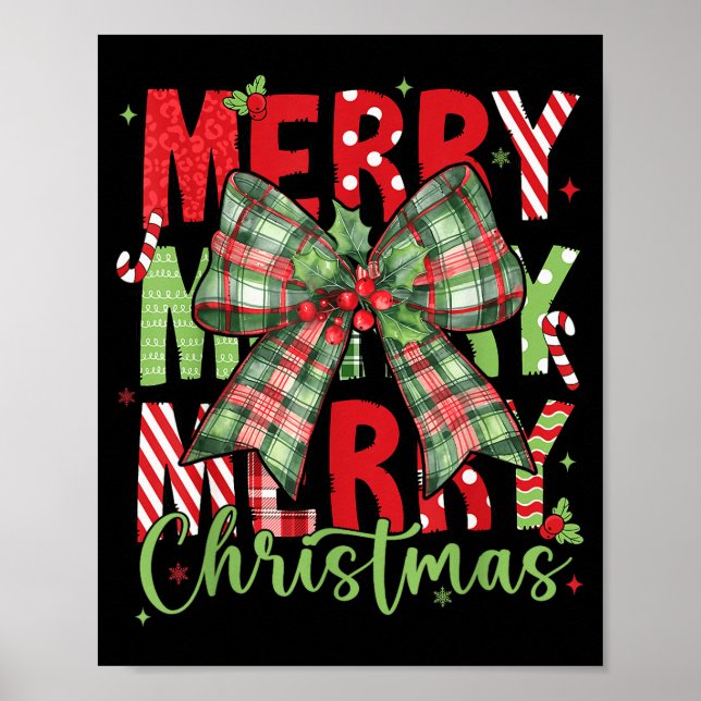 Merry Christmas Coquette Bow Xmas Pajamas Family M Poster (Vorne)