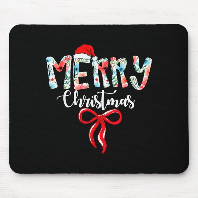 Merry Christmas Coquette Red Bow Girls Santa Hat X Mousepad (Vorne)
