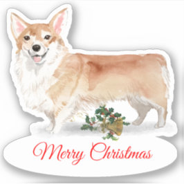 Merry Christmas Corgi Custom-Cut Vinyl Aufkleber