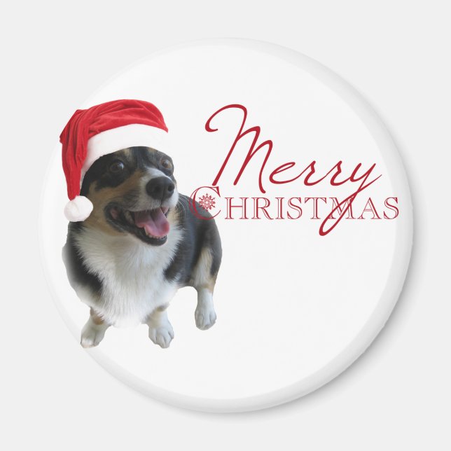 Merry Christmas Corgi Santa Magnet (Vorne)