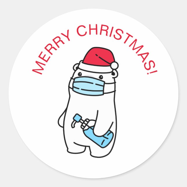 MERRY CHRISTMAS COVID19.Classic Round Sticker (Vorderseite)