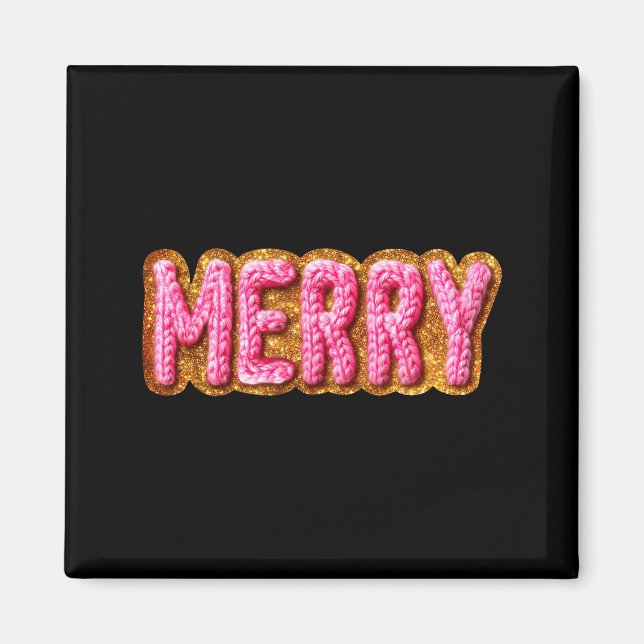 Merry Christmas Crochet Xmas Pajamas Cozy Holiday  Magnet (Vorne)