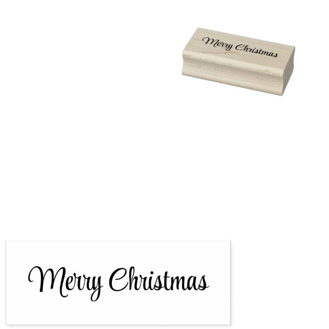 Merry Christmas Cursive Script Text Template Gummistempel (Stempel)