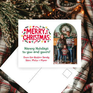 MERRY CHRISTMAS CUSTOM Arch FOTO Xmas Feiertagspostkarte