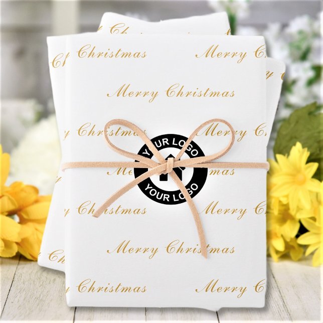 Merry Christmas Custom Business Logo Muster Geschenkpapier Set (Von Creator hochgeladen)