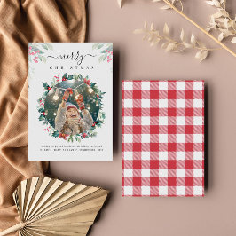 Merry Christmas Custom Foto Mistletoe Mitteilungskarte