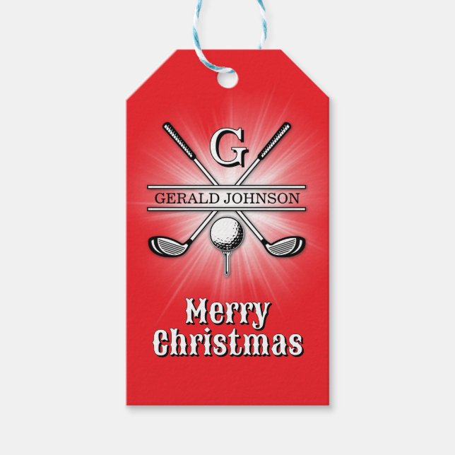 Merry Christmas Custom Golf Monogram Design Geschenkanhänger (Vorderseite)