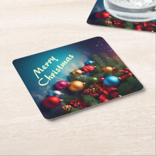 Merry Christmas Custom Personalize Text Rechteckiger Pappuntersetzer