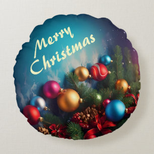 Merry Christmas Custom Personalize Text Rundes Kissen
