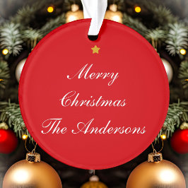 Merry Christmas Custom Text Red Chic zweiseitig Ornament
