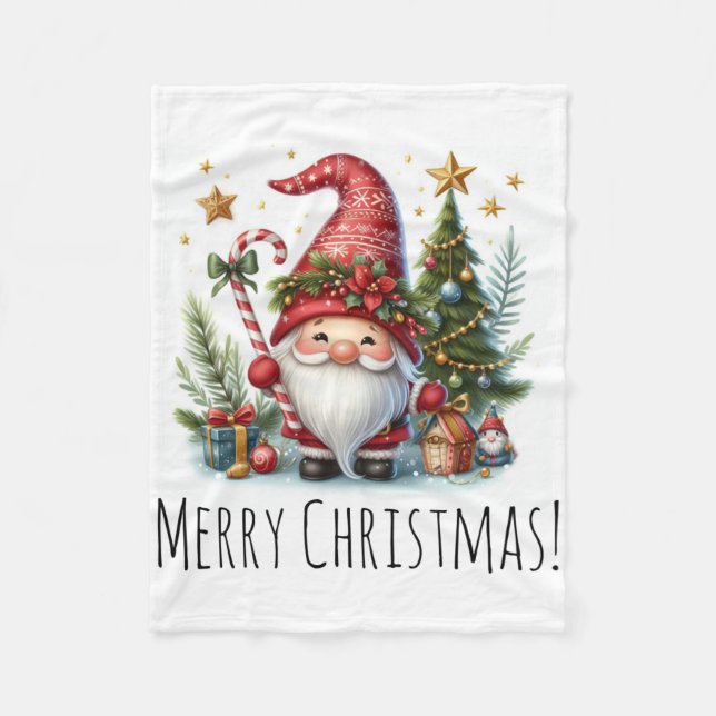 Merry Christmas Cute Christmas Gnome And More  Fleecedecke (Vorderseite)
