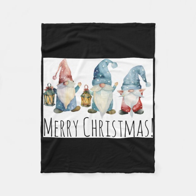 Merry Christmas Cute Christmas Gnomes T Shirt  Fleecedecke (Vorderseite)
