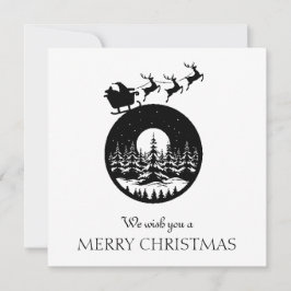 Merry Christmas Cute Custom Santa Sleigh and Trees Feiertagskarte