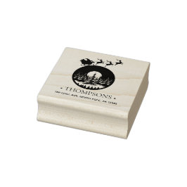 Merry Christmas Cute Custom Santa Sleigh and Trees Gummistempel