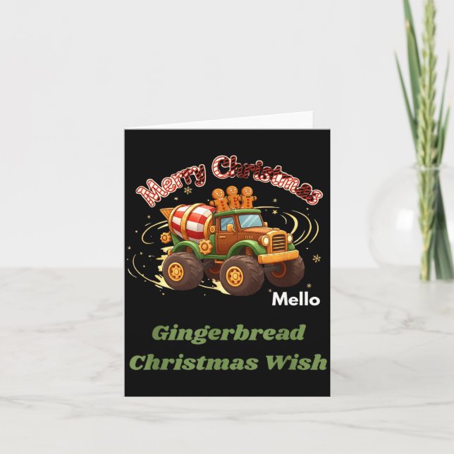 Merry Christmas Cute Gingerbread Mello Mixer Truck Karte (Vorderseite)