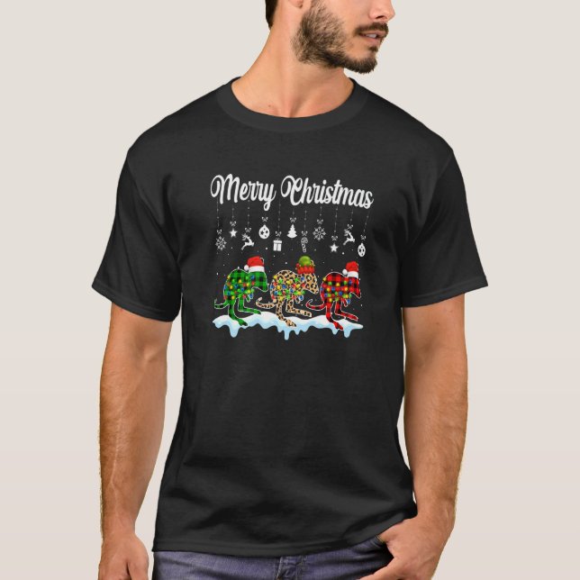 Merry Christmas Cute Kangaroo  Xmas Leopard Plaid T-Shirt (Vorderseite)